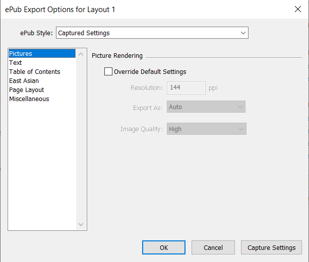 Unable to export layout as epub in quarkxpress 2023